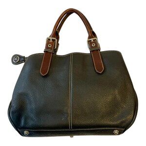 Dooney and Bourke All Weather Tote Bag Pebbled Black Brown Leather Purse Satchel
